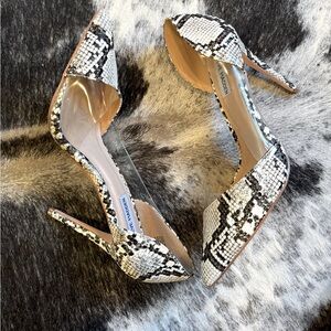 Size 9 Steve Madden Snakeskin pumps with clear sides